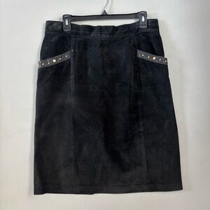 Danier vintage suede Black Studded Women's Skirt size 16
